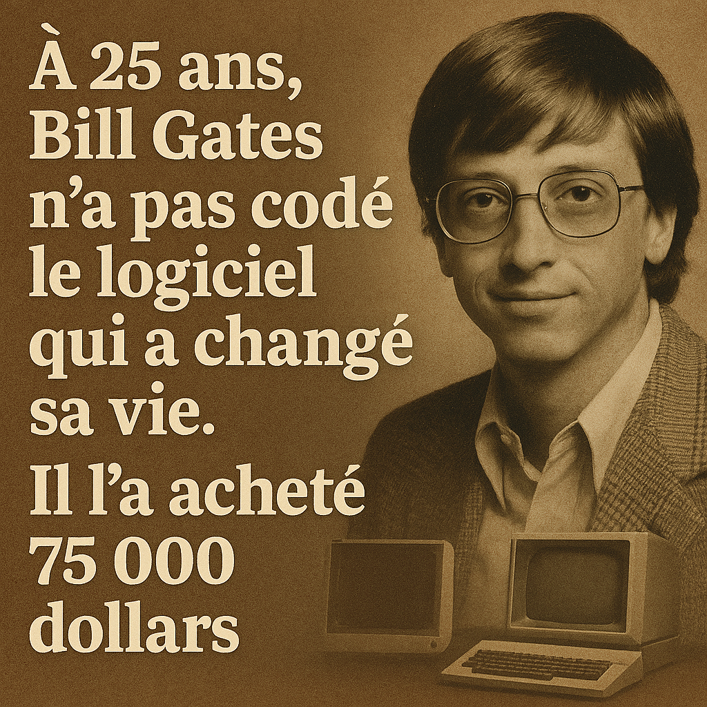 💻 À 25 ans, Bill Gates n’a pas codé le logiciel qui a changé sa vie — il l’a acheté pour 75 000 dollars